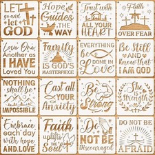 16 Pieces Christian Inspirational Stencils, Bible Verse Motivational Quotes W...