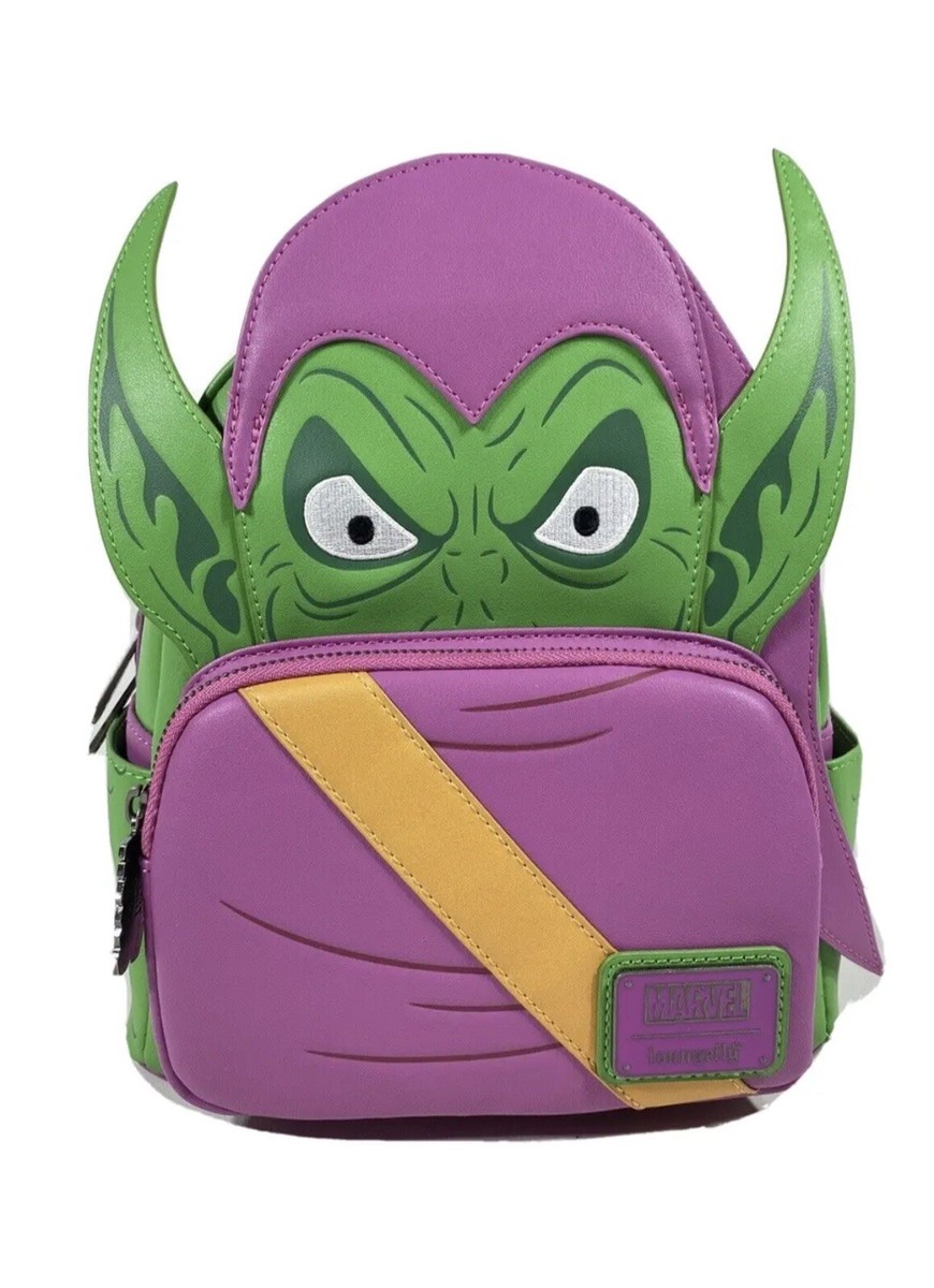 Portafoglio Grande Loungefly Green Goblin Marvel – Zip, In Similpelle Viola, Nuovo Con Etichette