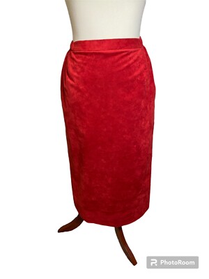 Vintage 70s Burnt Orange Suede Pencil Skirt With Back Zipper