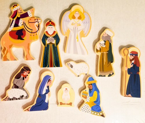 Presepe Natalizio in Legno Adatto ai Bambini Sacra Famiglia Set 10 pz Gesù Maria - Foto 5 di 6