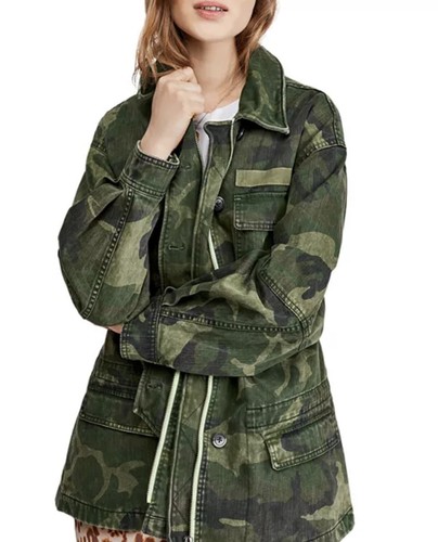 FREE PEOPLE 'Seize The Day Jacket' Size M Military Utility Field Green Came