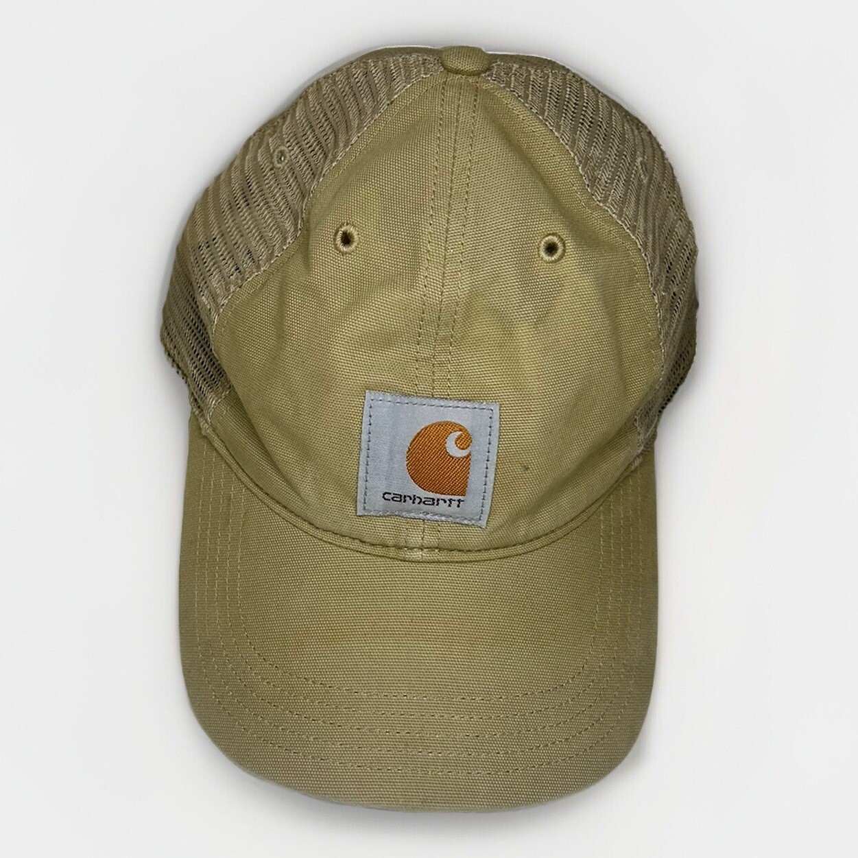 Carhartt Force Snapback Hat Cap Khaki Adjustable Trucker Mesh Back WorkWear Logo