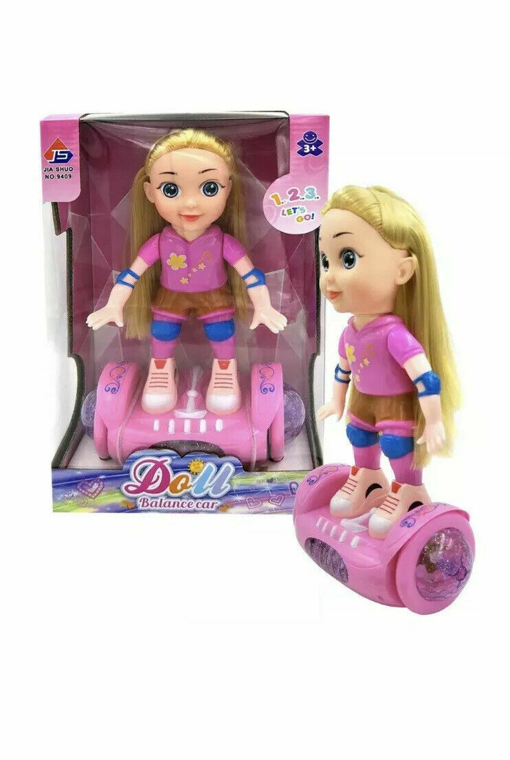 Kids Balance Wheel Car Doll Dazzle Lights LED & Music Baby Girls Xmas