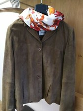 Velours-Lederjacke von Virmani, Gr. 38, Khaki/Oliv, hoher NP /ca.400€, samtweich