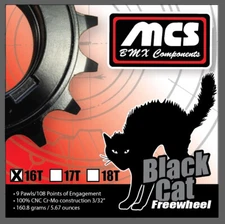 MCS BLACK CAT CHROMOLY BMX 1/2" x 3/32" x 18T FREEWHEEL BLACK