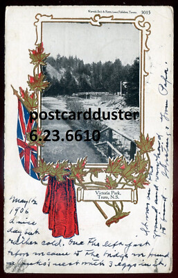 TRURO Nova Scotia Postcard 1906 Victoria Park Patriotic Flag Maple Leaf