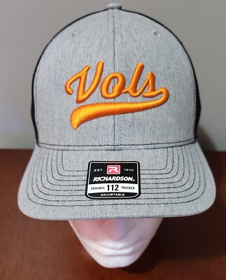 Tennessee Vols Richardson 112 Grey/Black Trucker Snapback Hat 3D Embroidery