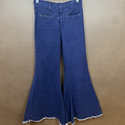 VTG 60s 70s Anvil Brand Denim Frayed Bellbottom Jeans Talon 42 Zip 27x30.5 
