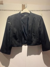 Roman Womens Black Jacket Size 14 With Open Front Express Shipping