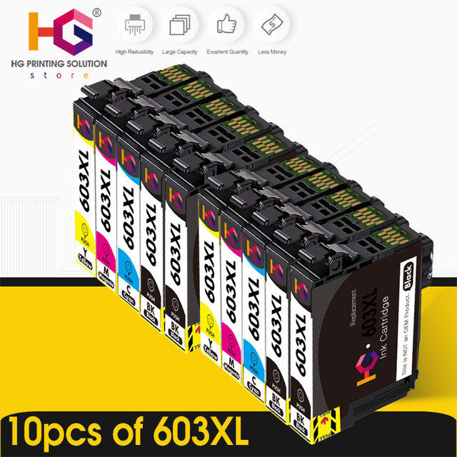 Lot de 10 cartouches d'encre 603 XL noir et couleur haute capacite pour imprimante jet d'encre