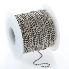5 Feet 2.4mm STEEL BALL Chain ~ BULK + 5 Connectors  #3 Size Chain NPS 60 inches