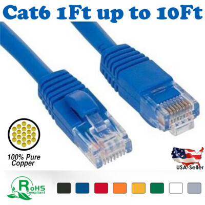 CAT6 CABLE UTP SOLID BARE COOPER  PATCH  1FT,3FT,5FT,7FT,10FT