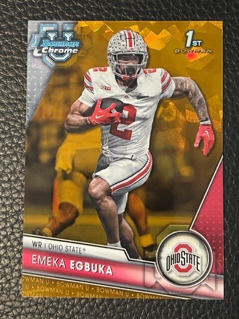 EMEKA EGBUKA 2023 Bowman Chrome University Sapphire GOLD Ref # 47/50