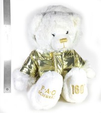 FAO Schwarz 160th Anniv. Plush White Teddy Bear w/ Metalic Gold Zipper Coat
