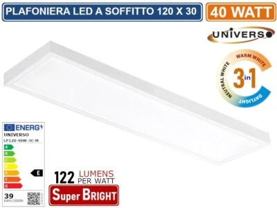 UNIVERSO PLAFONIERA SMD LED RETTANGOLARE 120x30 40W CCT 3000K - 4000K - 6500K