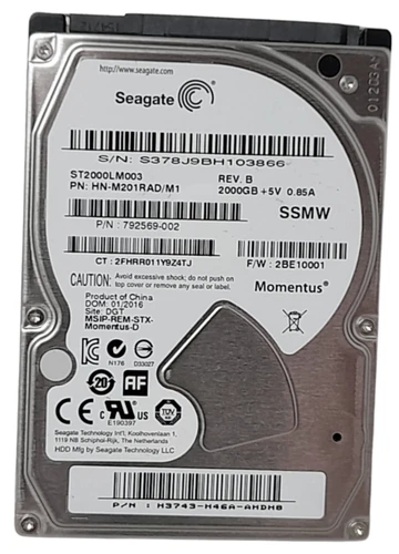Seagate ST2000LM003 2TB Sata 2.5" Hard Drive 100% Health