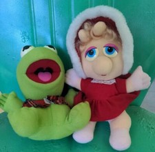 1987 Mcdonald's Baby Miss Piggy Baby Kermit Plush Dolls Toys Muppet Baby GUC