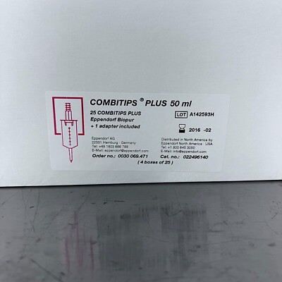 Eppendorf COMBITIPS PLUS 50 mL, 0030 069.471, 4 boxes of 25, Cat# 022496140
