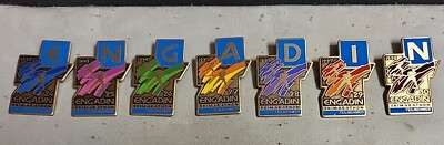 7 Vintage Brooches Participants Engadine Ski Marathon 1992 - 1998 (144) Very Rare!! 