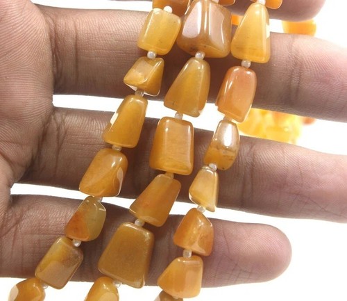 Top Quality Natural Yellow Aventurine 13.5"Long Strand Smooth Nugget 6x8-7x12 MM - Picture 4 of 5