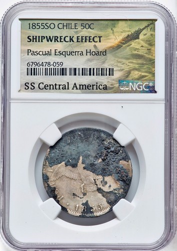 Ss Central America 1855-So Chile Silver 50 Centavos Ngc Shipwreck Effect