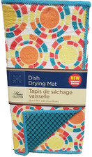 Microfiber Dish Drying Mat, Approx. 12"x18", MULTICOLOR ROUND FLOWERS, aqua, GR