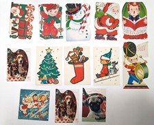 13 Die-cut Flocked Greeting Cards Unused Volland Norcross Plastichrome + Vtg Lot