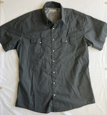 Wrangler Wrancher Mens Pearl Snap Western Shirt XL Back Grey Diamond Patterned