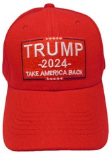 Trump 2024 2028 Take America Back Red Cotton Poly Adjust Embroidered Cap Hat
