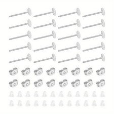 1Box 300sets 304 Stainless Steel Stud Earring Findings Flat Pad Earring Settings