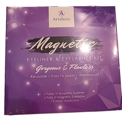 NIB Arishine 8pc Magnetic Eyeliner and Lashes Kit With Reusable Lash, Waterproof