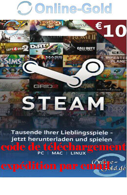 €10 Euro Steam carte prépayée - 10 EUR Steam carte cadeau - Gift Card - FR  