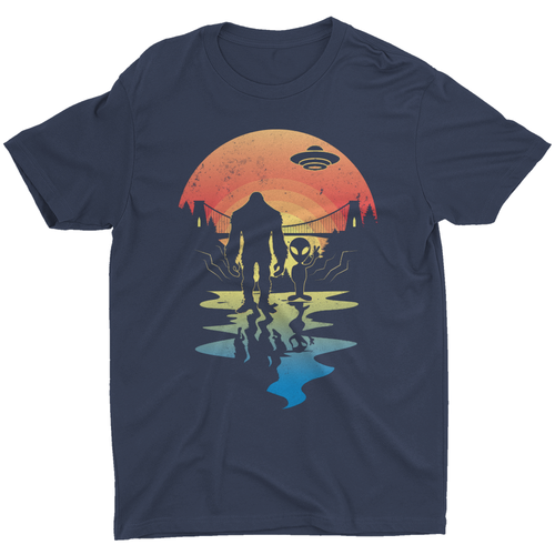 T-shirt Humour Best Friends - Alien, Bigfoot, Lune, Espace, OVNI, Coton, Col V, Plusieurs Tailles