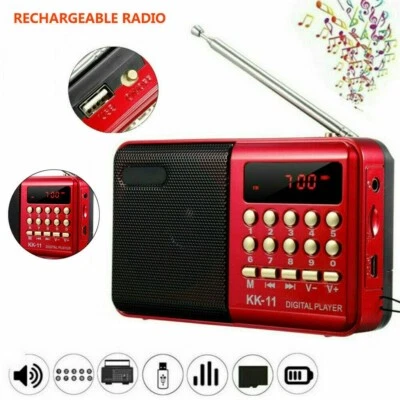 MARKENLOS FM Radio MP3 Player Lautsprecher Tragbares Digital Radio mit Batterie USB Cable