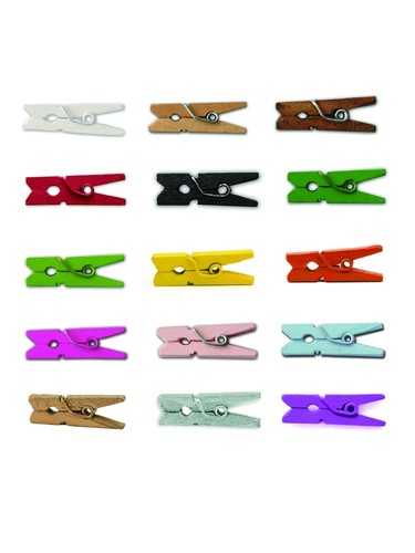 Wooden Mini Clothespins 15 Colors 100 Per Pack 1" 2.5cm All