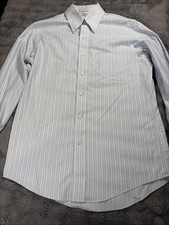 Brooks Brothers Makers Dress Shirt 15-33 Blue Striped Milano Supima Button Down