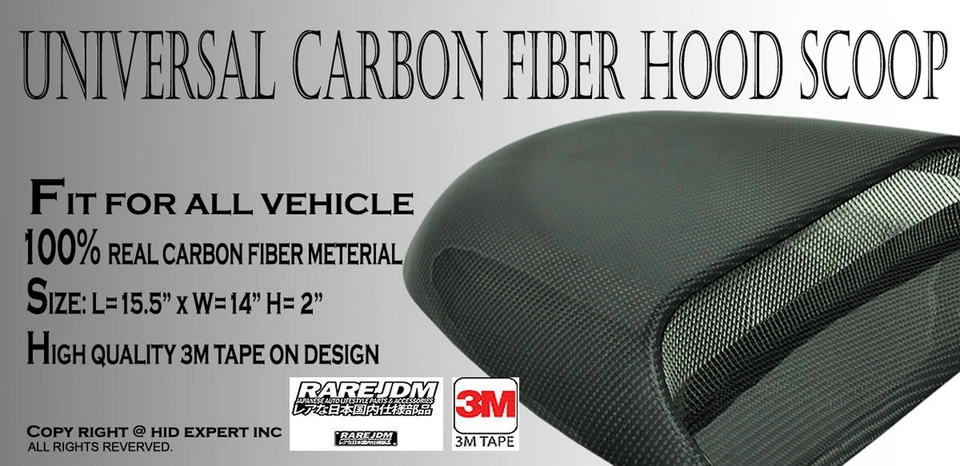 JDM 100% Fibra de Carbono Real DECORATIVA FUNCIONAL CAMPANA EXTRACTORA VENTILACIÓN FLUJO DE AIRE W109 Foto 3 de 4