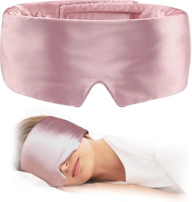 Satin Sleep Eye Mask, 100% Complete Blackout Sleeping Mask for Women Men Side Sl