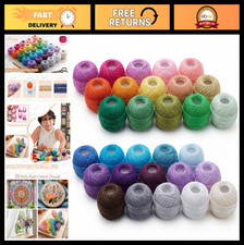 30 Pearl Cotton Thread Balls Size 8 - Rainbow Colors for Crochet, Embroidery  D