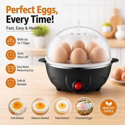 #ad Black Electric Egg Boiler Cooker Automatic Rapid Egg Steamer 7 Egg Capacity $12.99