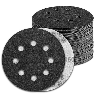 Nassschleifpapier 125mm 100 Stück Klett 8 Loch Körnung 150 Siliziumkarbid
