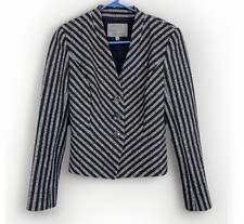 Classiques Entier Navy Striped Blazer Size 2 Lined Classic Preppy