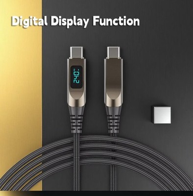 240W USB C to Type C Fast Charger Cable Two-Way Charging Cord with LED Display