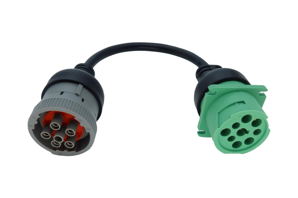 6 Pin J1708 To Type 2 Green 9 Pin J1939 Adapter Cable Truck Car
