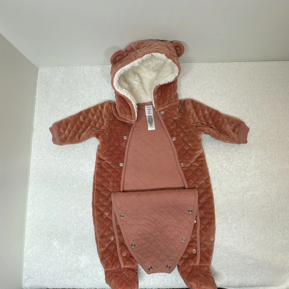 Nordstrom Bunting Conjunto Chaqueta Oso Bebé Invierno Clima Frío Acolchado 0-3 meses Foto 2 de 4