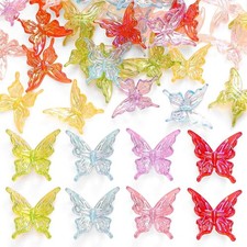 40Pcs Butterfly Acrylic Beads Bead Bracelet Making Kit, Colorful Butterflies Bea