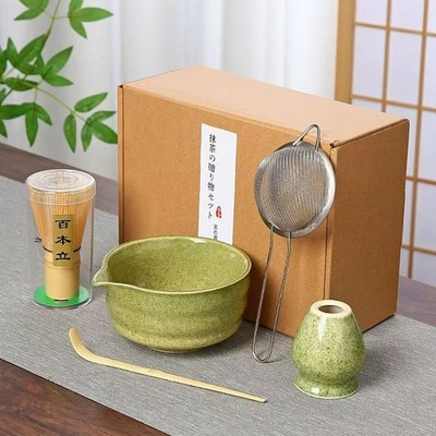 5tlg Japanisches Matcha Teeservice Set Schüssel Bambus Schneebesen Löffel Grüntee Zeremonie
