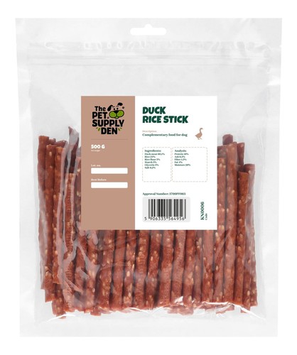 500g DUCK STICKS WITH RICE DRIED SOFT TREATS SNACKS CHEWS DOG NATURAL ORGANIC - Picture 2 of 7