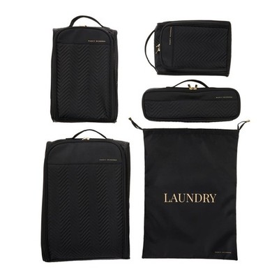 Marcy McKenna Hamptons 5-Piece Set Traveling Packing Cubes Black NWT