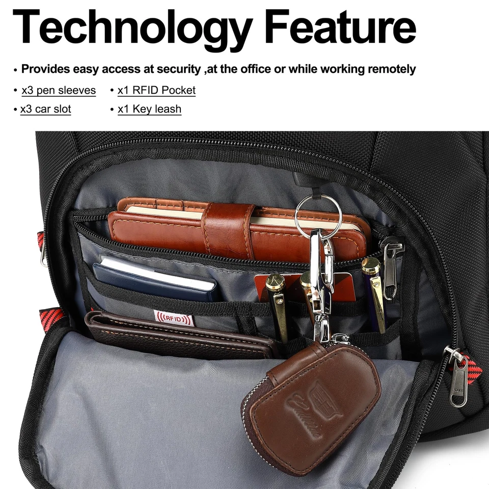 Laptop Backpack for men, 15.6 inch Laptop Bag with USB Port, Waterproof Trave... - Image 3 of 4